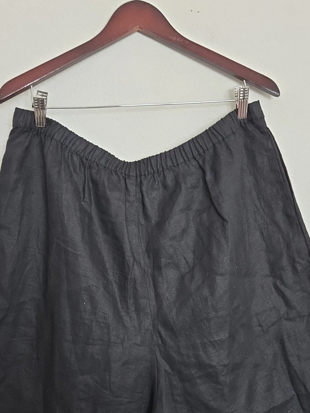 Reformation Black Relaxed 100% Linen Pants With Lace Hem Size 14